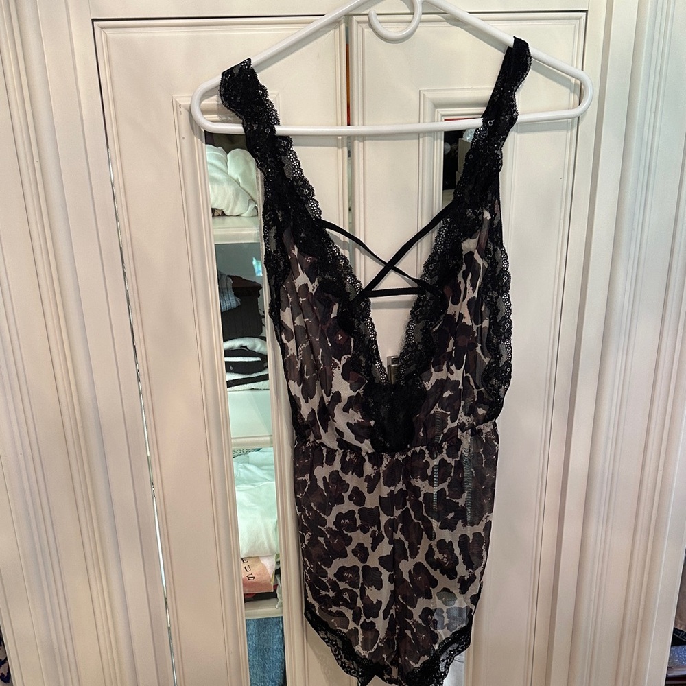 Black and beige Lace Lingerie Bodysuit